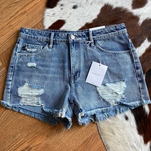 KanCan Destoyed Acid Wash Hi Rise Jean Shorts XL
